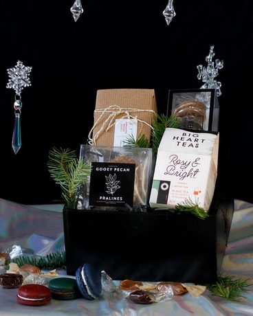 Merry Macarons & Snuggly Sweets Box Gift Basket