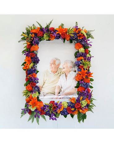 Celebration of Life Memorial Floral Frame Flower Arrangement