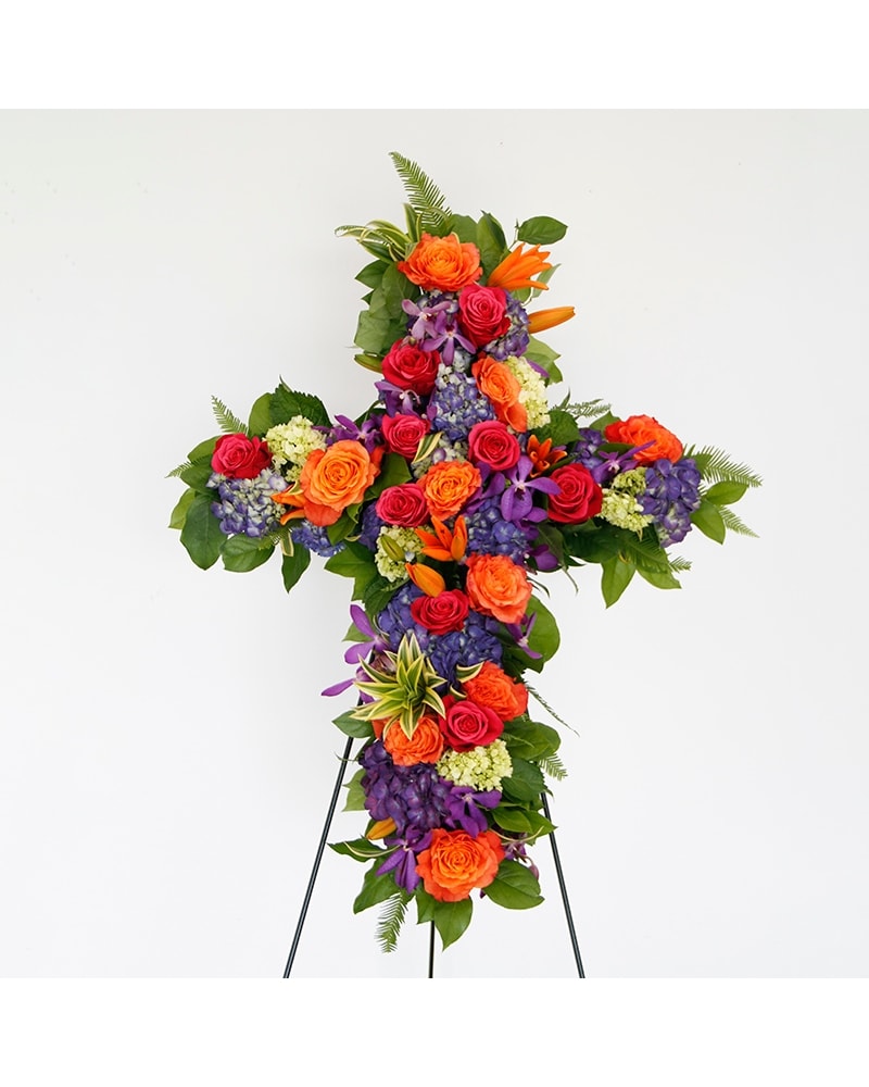 Celebration of Life Cross in Dallas TX - Dr Delphinium Designs