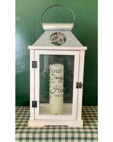 WINGS WERE READY  WHITE WOOD LANTERN Gifts