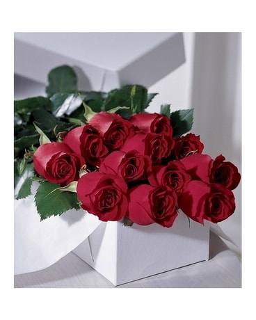 Dozen Red Roses Boxed Flower Arrangement