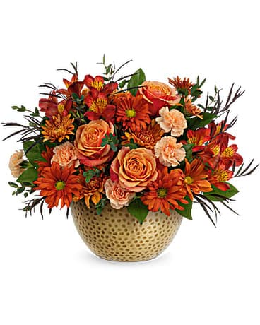 Teleflora's Vintage Gold Centerpiece Flower Arrangement