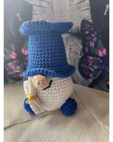 Gnome Graduate size,  inches height and  inches wide.