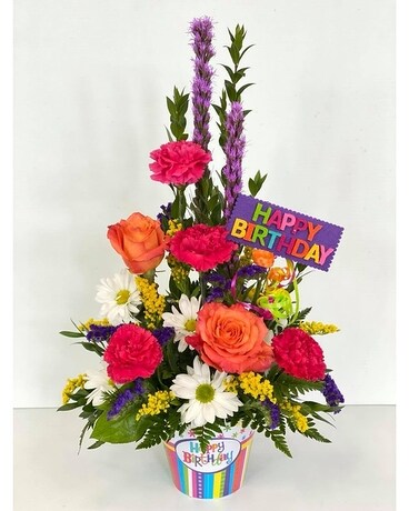 Happy Birthday Pot Flower Arrangement