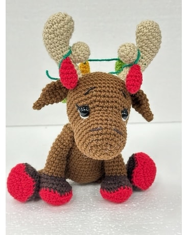 Martina Holiday Moose w/ Lights Flower Arrangement