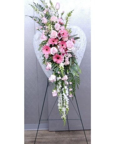 Metal Angel Wings Standing Easel Funeral Arrangement