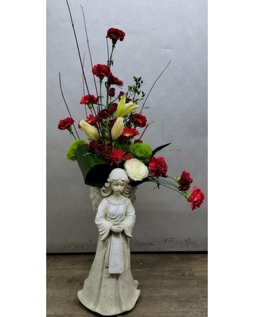 Cement angel Flower Arrangement