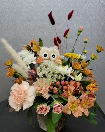 Nature's Hoot Hoot Flower Arrangement