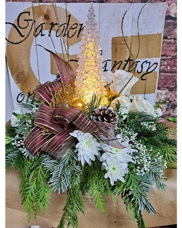 Glistening Christmas Tree Centerpiece Flower Arrangement