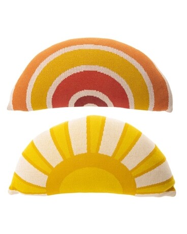 Sun & Rainbow Lumhbar Knit Pillows, 2pc Set Gifts