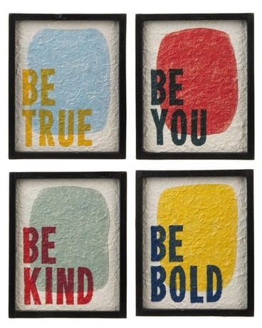 Be Bold, Kind, True, You Wall Décor, 4pc Set Gifts