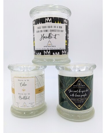 Apothalinea candles with **explicit** labels, Set Jar Candle