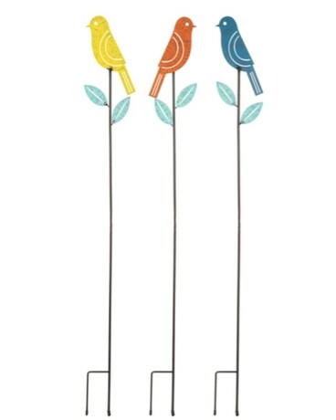 Colorful Birds Garden Stakes, 3pc Set Gifts