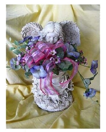 Garden Angel Statues with Silk Fowers