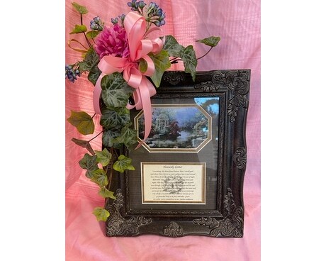 8x10 Picture frame with memory verse Silk Flowers Flower Arrangement