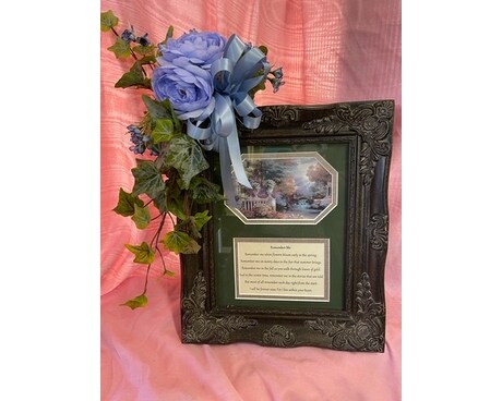 8 x 10 frame with memory verse Silk Flowers Ivy Flower Arrangement