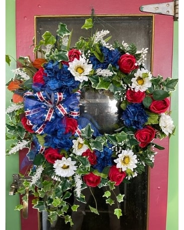 Grapevine Wreath with Silk Flowers Flower Arrangement