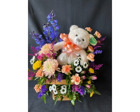 Teddy Bear Surprise Bouquet Flower Arrangement