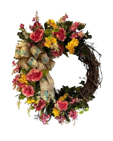 Grapevine Wreath Flower Arrangement