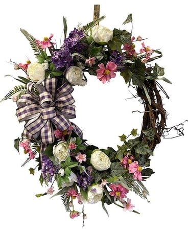 Grapevine Wreath - Spring Colors Flower Arrangement