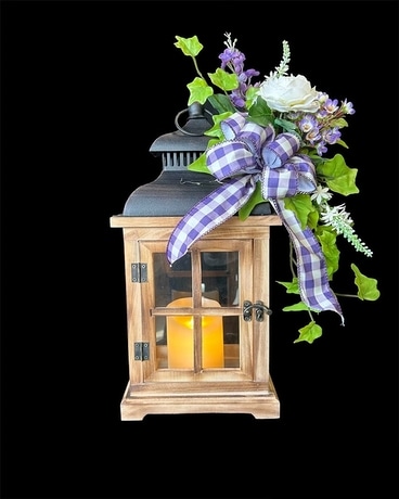Lantern with Time Candle & Silk Flowers Gifts