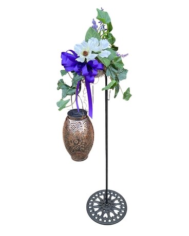 Solar Light on GardenStand with Silk Flowers Flower Arrangement