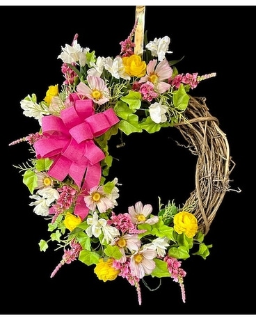 Grapevine Wreath Spring Silk Flowers Flower Arrangement