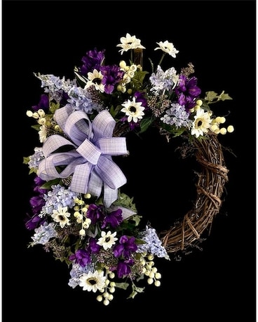 Grapevine Wreath Variety of Spring Silk Flowers Flower Arrangement