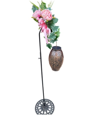 Copper Solar Light with Silk FLowers Flower Arrangement