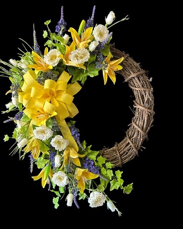 Grapevine Wreath Spring Flowers Flower Arrangement