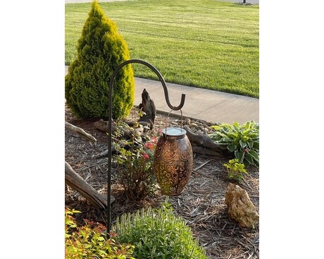 Solar Light on Garden Stand Flower Arrangement