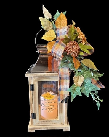 Lantern With Timer Candle Flower Arrangement