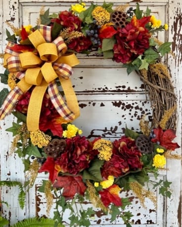 Wreath Fall Colors Flower Arrangement