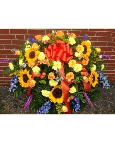Mixed Variety Casket Plaque Flower Arrangement