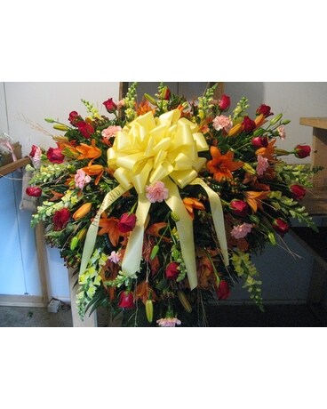 Mixed Variety Casket Plaque Flower Arrangement