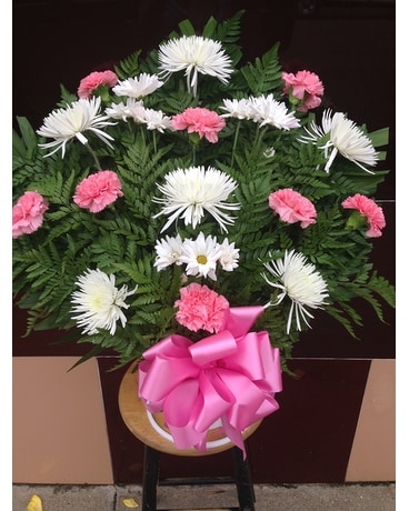 Fresh Funeral Basket Flower Arrangement