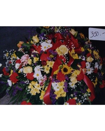 Mixed Variety Casket Plaque Flower Arrangement