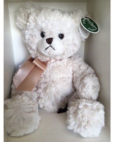 White Bearington Bear Flower Arrangement