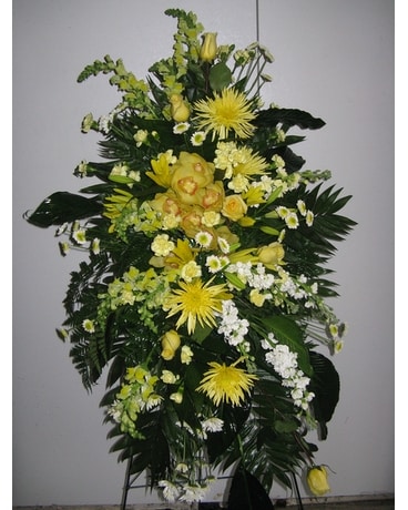 Fresh Funeral Basket Flower Arrangement