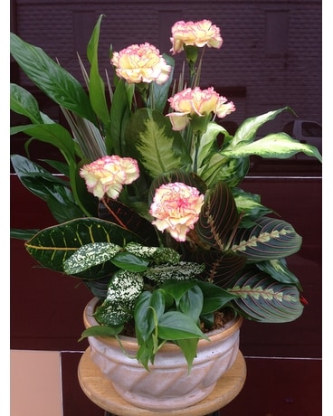 Fresh Funeral Basket Flower Arrangement