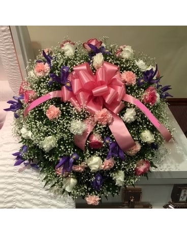 Casket Plaque- Pink- Flower Arrangement