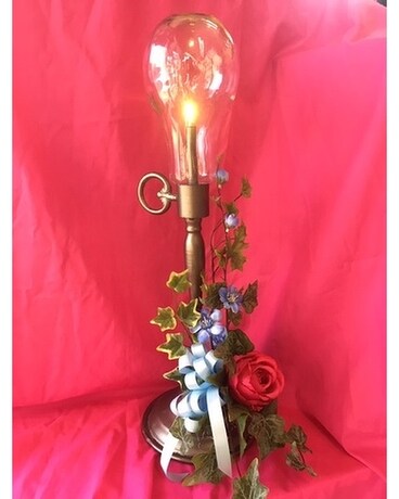 Lamp with Bubble Glass Globe Flower Arrangement