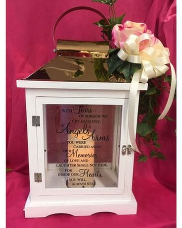 Lantern With Timer Candle Flower Arrangement