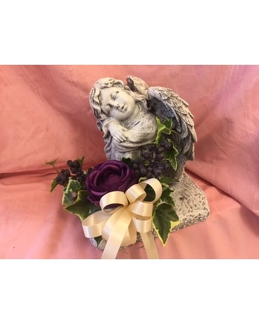 Cement garden angel Flower Arrangement