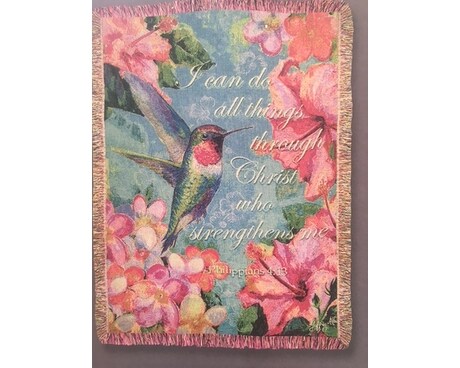 Hummingbird Afghan Throw Flower Arrangement