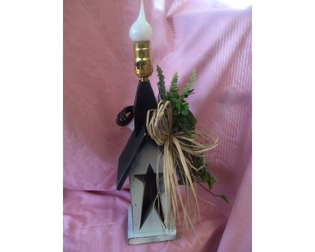 Primitive Wood House Flower Arrangement