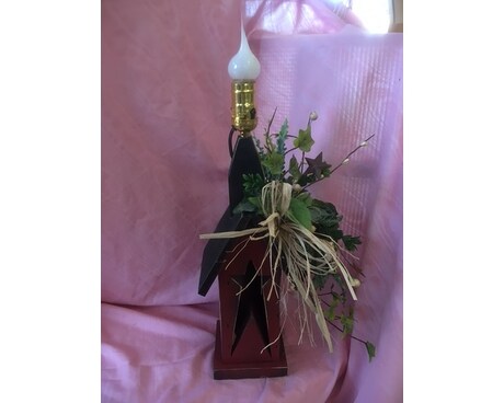 Primitive Wood House Flower Arrangement