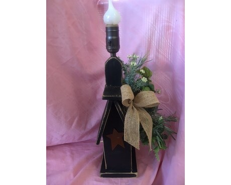 Primitive Wood House Flower Arrangement