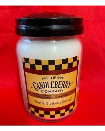 Candleberry Candle Frosted Blueberry Donuts Flower Arrangement