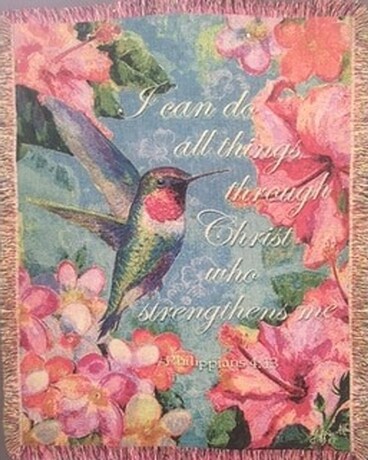 Hummingbird Afghan Throw Flower Arrangement